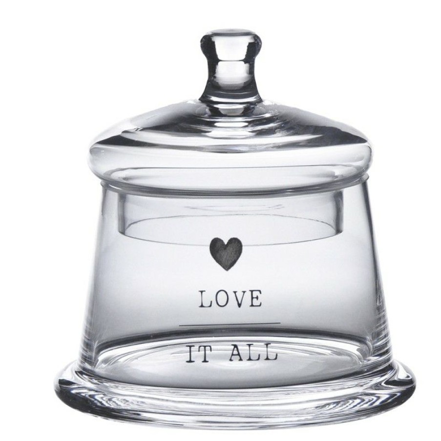 Keuken Clayre & Eef Servetten | Clayre & Eef Voorraadpot Dekselo 12X13 Cm Glas Rond Hart Love It All